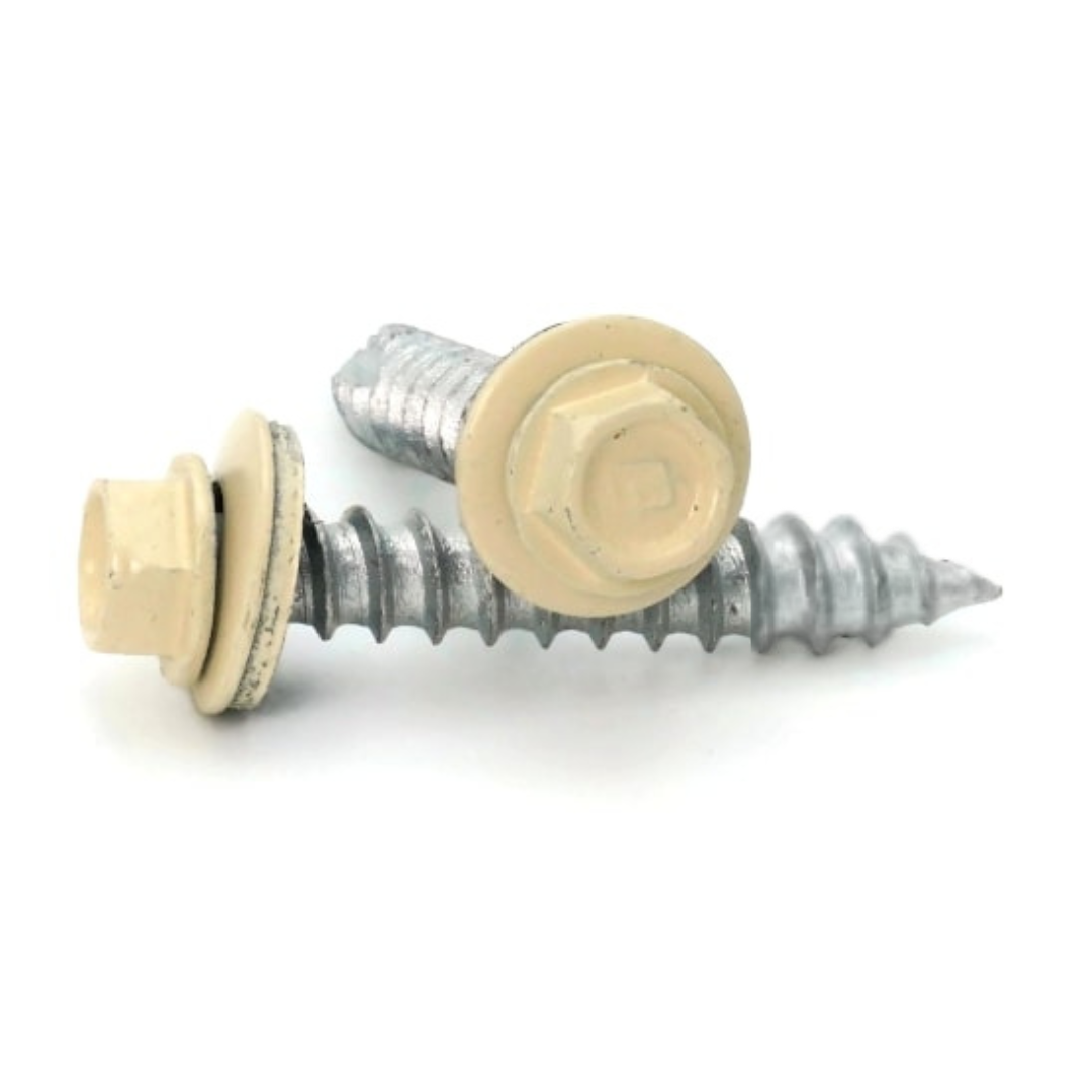 Roofing Screws, FastGrip™, Sharp Point, Stainless Steel 18-8, Ivory, #9 Roofing Screws, FastGrip™, Sharp Point, Stainless Steel 18-8, Ivory, #9