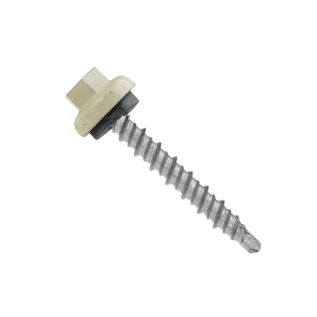 Roofing Screws, Pro-Z™, Hi-Lo Mini-Driller, Ivory, #10