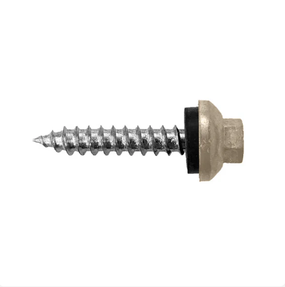 Roofing Screws, Pro-Z™ Stitch, Sharp Point, Zinc Plated Steel, Ivory, #12