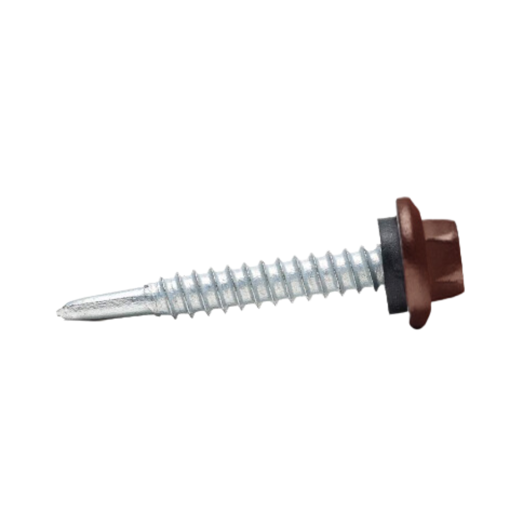Roofing Screws, MetalGrip™ Stitch, T3, Self Driller, Galvanized Steel, Brown, #14 x 7/8"