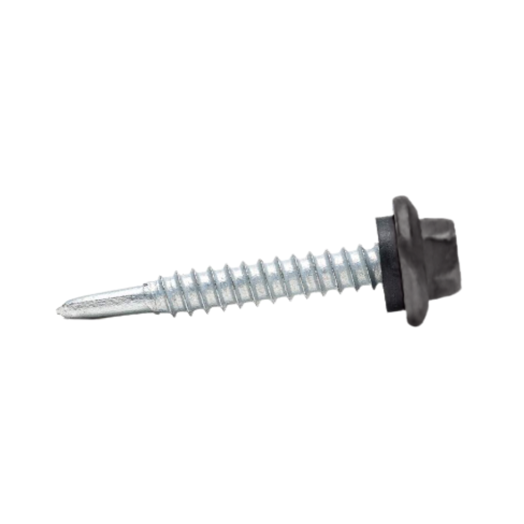Roofing Screws, MetalGrip™, T3, Self Driller, Galvanized Steel, Charcoal, #12