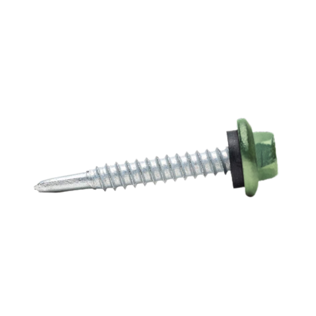 Roofing Screws, MetalGrip™, T3, Self Driller, Galvanized Steel, Green, #12