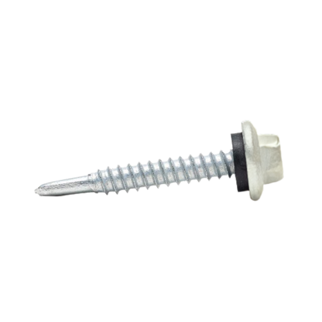 Roofing Screws, MetalGrip™, T3, Self Driller, Galvanized Steel, Ivory, #12
