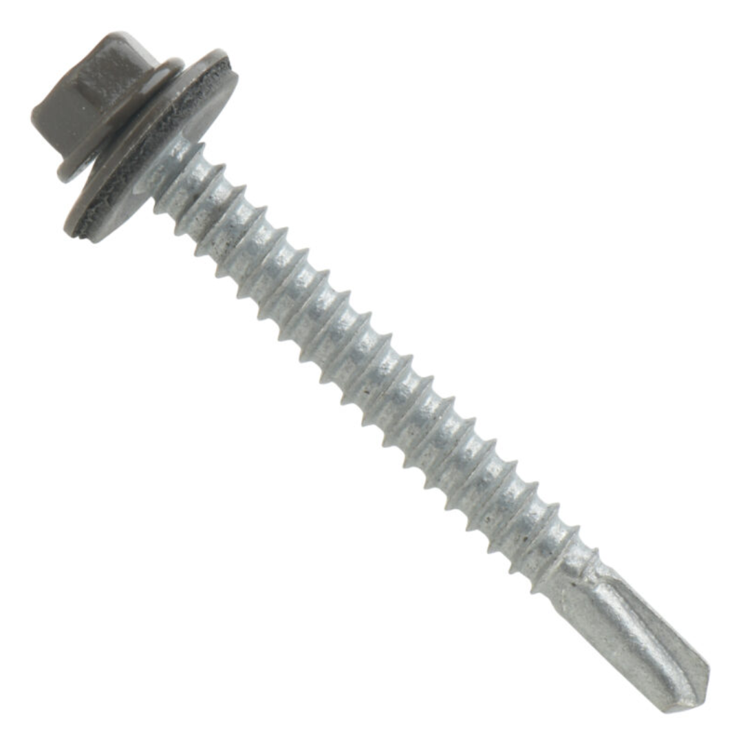 Roofing Screws, MetalGrip™, T5, Self Driller, Galvanized Steel, Bronze, #12