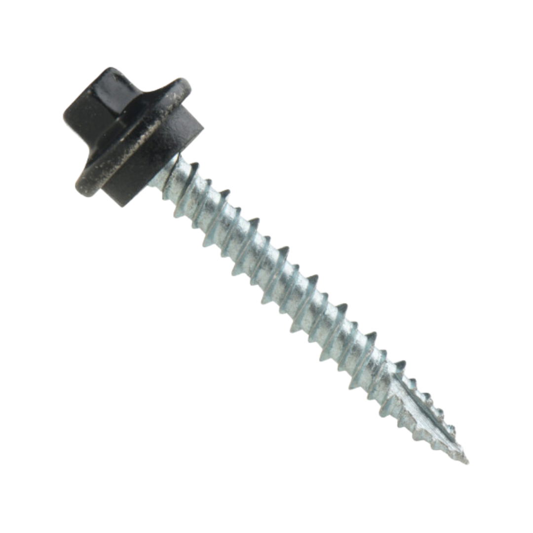 Roofing Screws, ProCap™, Hi-Lo Thread, Type 17 Point, Stainless Steel 304, Black, #10 Roofing Screws, ProCap™, Hi-Lo Thread, Type 17 Point, Stainless Steel 304, Black, #10