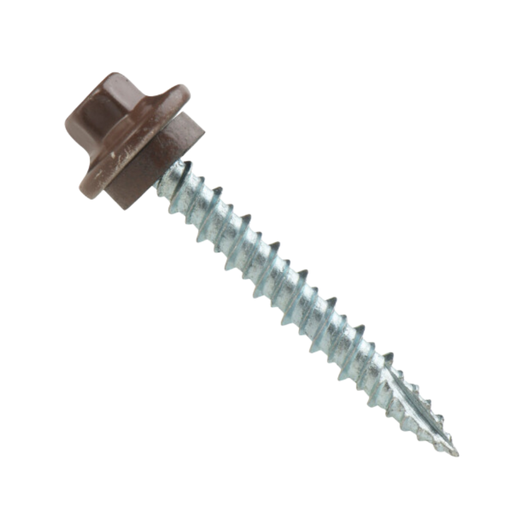 Roofing Screws, ProCap™, Hi-Lo Thread, Type 17 Point, Stainless Steel 304, Brown, #10 Roofing Screws, ProCap™, Hi-Lo Thread, Type 17 Point, Stainless Steel 304, Brown, #10