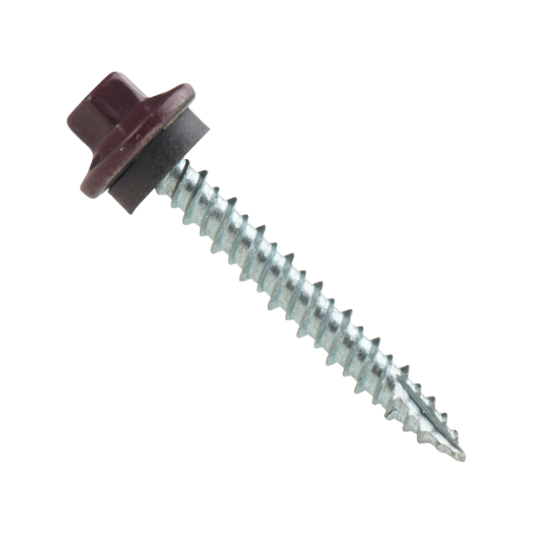 Roofing Screws, ProCap™, Hi-Lo Thread, Type 17 Point, Stainless Steel 304, Burgundy, #10 Roofing Screws, ProCap™, Hi-Lo Thread, Type 17 Point, Stainless Steel 304, Burgundy, #10