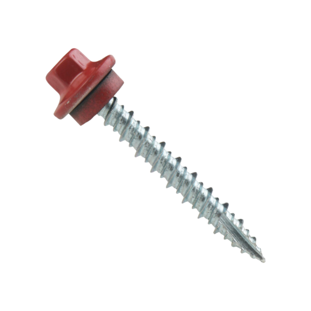 Roofing Screws, ProCap™, Hi-Lo Thread, Type 17 Point, Stainless Steel 304, Crimson Red, #10 Roofing Screws, ProCap™, Hi-Lo Thread, Type 17 Point, Stainless Steel 304, Crimson Red, #10