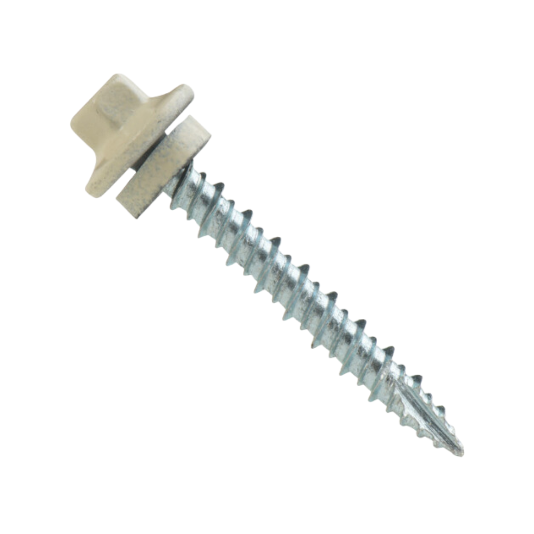 Roofing Screws, ProCap™, Hi-Lo Thread, Type 17 Point, Stainless Steel 304, Ivory, #10 Roofing Screws, ProCap™, Hi-Lo Thread, Type 17 Point, Stainless Steel 304, Ivory, #10