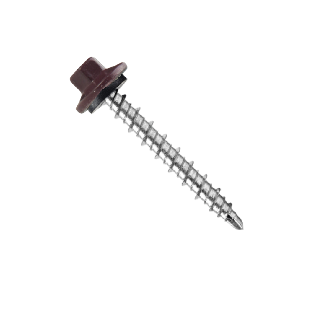 Roofing Screws, ProCap MINI-DRILLER™, Stainless Steel 304, Burgundy, #10