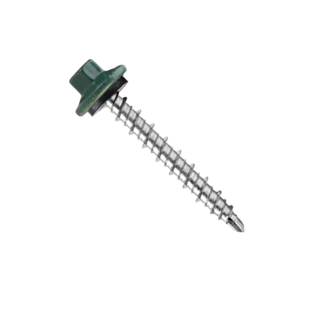 Roofing Screws, ProCap MINI-DRILLER™, Stainless Steel 304, Forest Green, #10