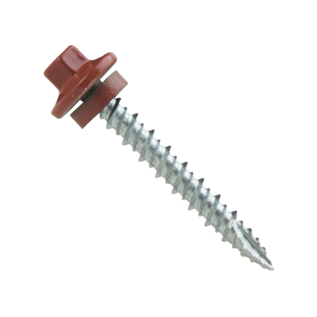 Roofing Screws, ProCap™, Hi-Lo Thread, Type 17 Point, Stainless Steel 304, Red, #10 Roofing Screws, ProCap™, Hi-Lo Thread, Type 17 Point, Stainless Steel 304, Red, #10
