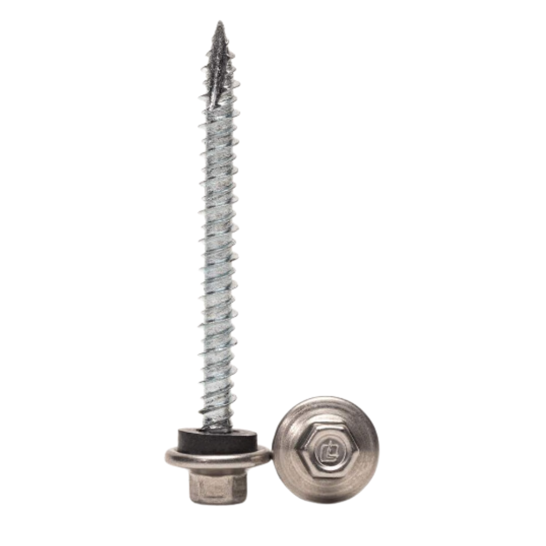 Roofing Screws, ProCap™, Hi-Lo Thread, Type 17 Point, Stainless Steel 304, Unpainted, #10