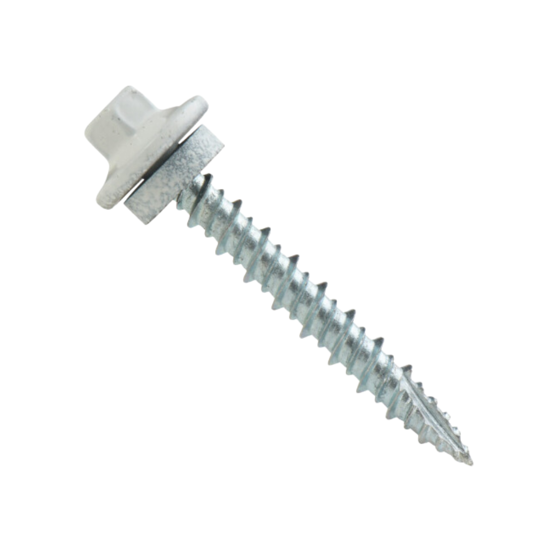 Roofing Screws, ProCap™, Hi-Lo Thread, Type 17 Point, Stainless Steel 304, White, #10 Roofing Screws, ProCap™, Hi-Lo Thread, Type 17 Point, Stainless Steel 304, White, #10