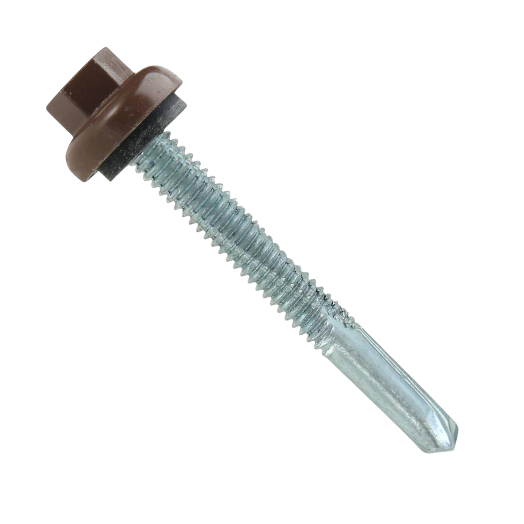 Roofing Screws, ProZ™ Self Driller T3 Hi-Lo, Hex Washer Cap, Brown, #12 Roofing Screws, ProZ™ Self Driller T3 Hi-Lo, Hex Washer Cap, Brown, #12