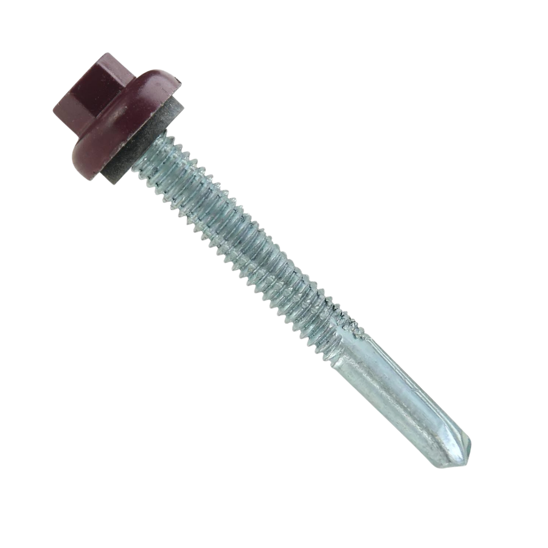 Roofing Screws, ProZ™ Self Driller T3 Hi-Lo, Hex Washer Cap, Burgundy, #12 Roofing Screws, ProZ™ Self Driller T3 Hi-Lo, Hex Washer Cap, Burgundy, #12