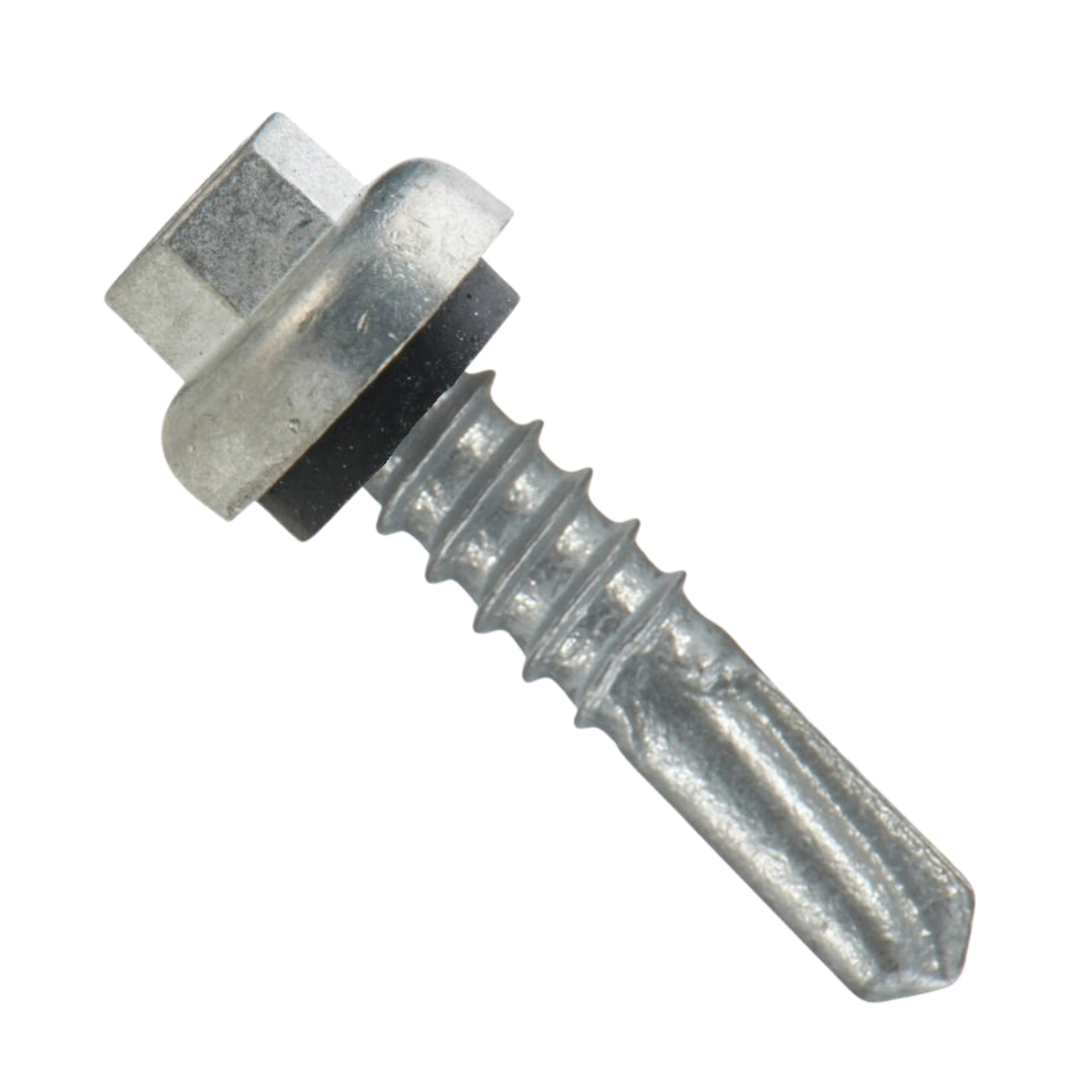 Roofing Screws, ProZ™ SD T1 Hi-Lo threaded Stitch Hex Cap, Unpainted, #14 x 7/8"