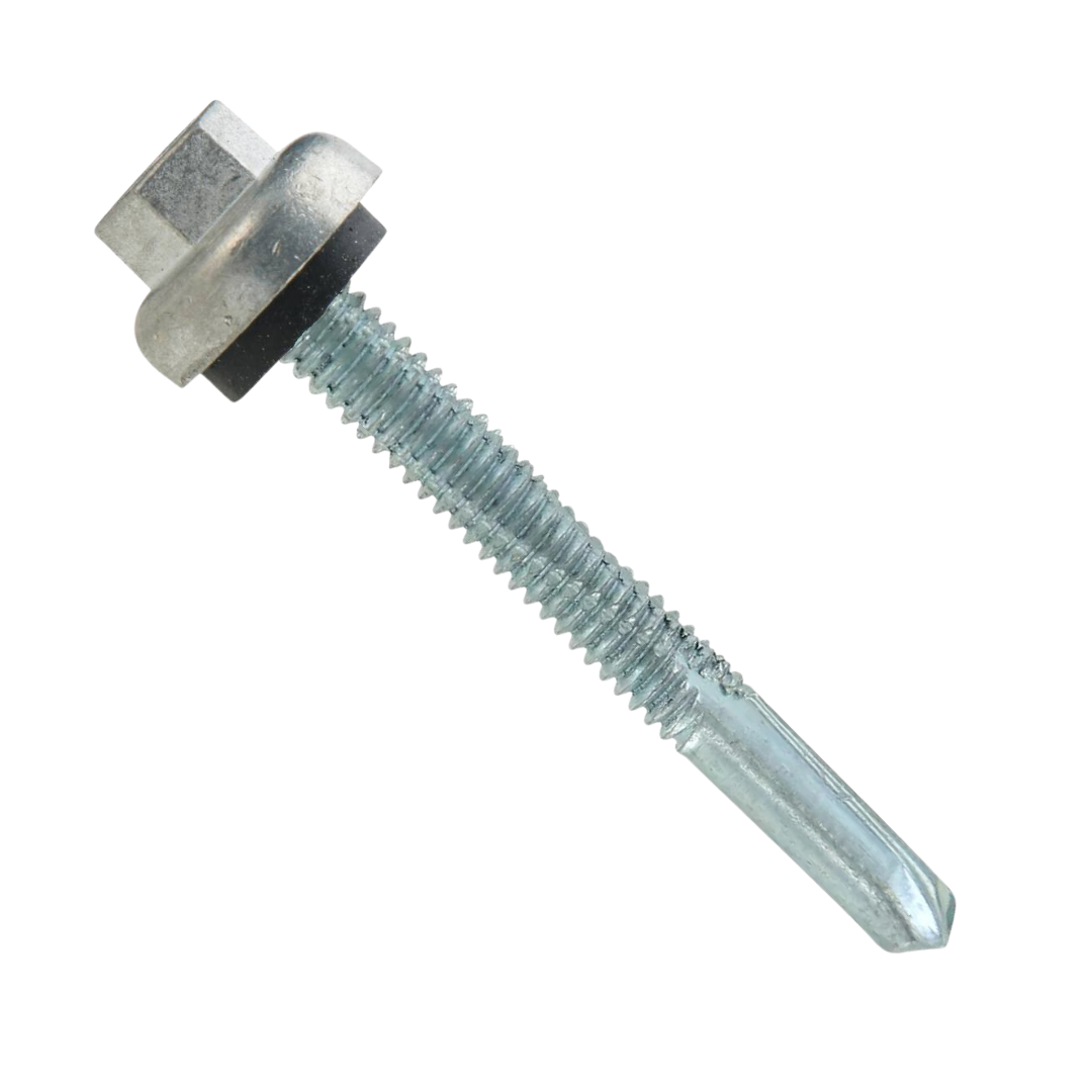 Roofing Screws, ProZ™ Self Driller T3 Hi-Lo, Hex Washer Cap, Unpainted, #12