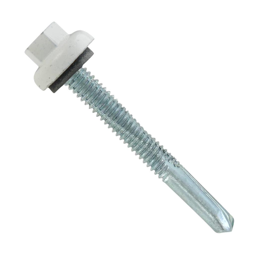 Roofing Screws, ProZ™ Self Driller T3 Hi-Lo, Hex Washer Cap, White, #12 Roofing Screws, ProZ™ Self Driller T3 Hi-Lo, Hex Washer Cap, White, #12