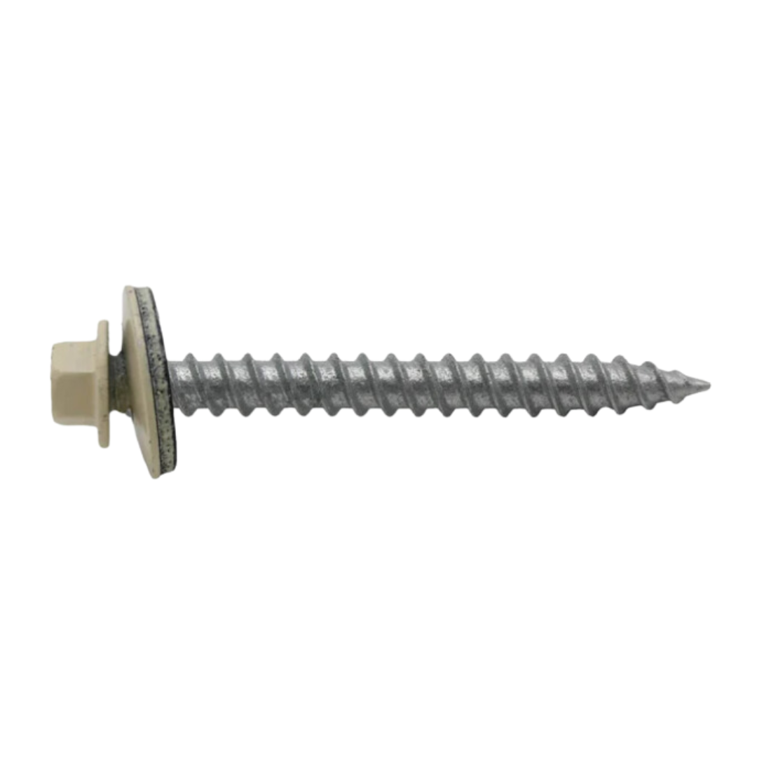 Roofing Screws, ReGrip™, Sharp Point, Galvanized Steel, Ivory, #12 Roofing Screws, ReGrip™, Sharp Point, Galvanized Steel, Ivory, #12