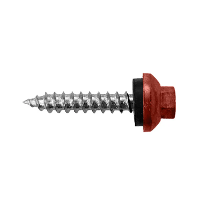 Roofing Screws, Pro-Z™ Stitch, Sharp Point, Zinc Plated Steel, Red, #12