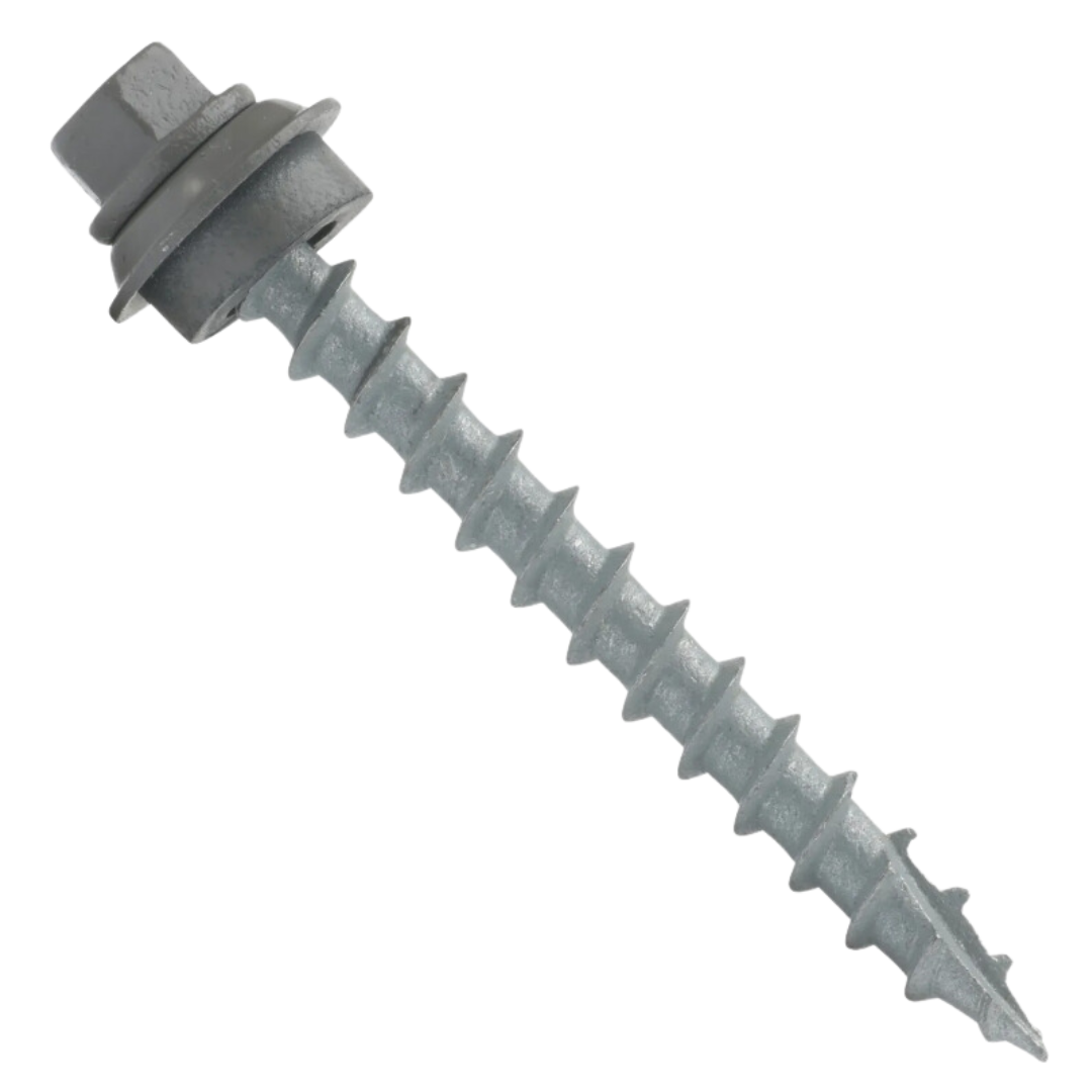 Roofing Screws, TuffGrip™, Type 17 Point, Galvanized Steel, Charcoal, #12