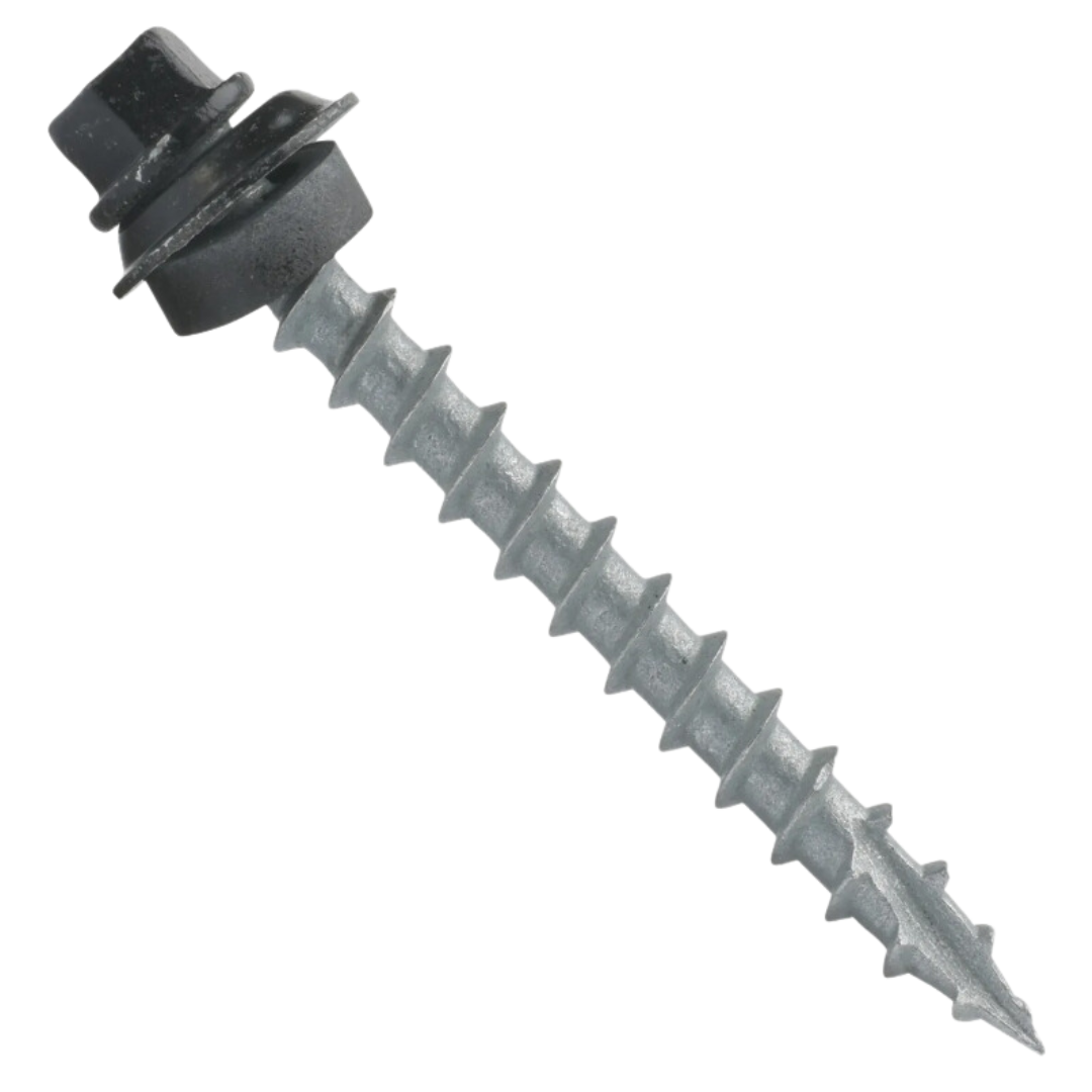Roofing Screws, TuffGrip™, Type 17 Point, Galvanized Steel, Black, #12