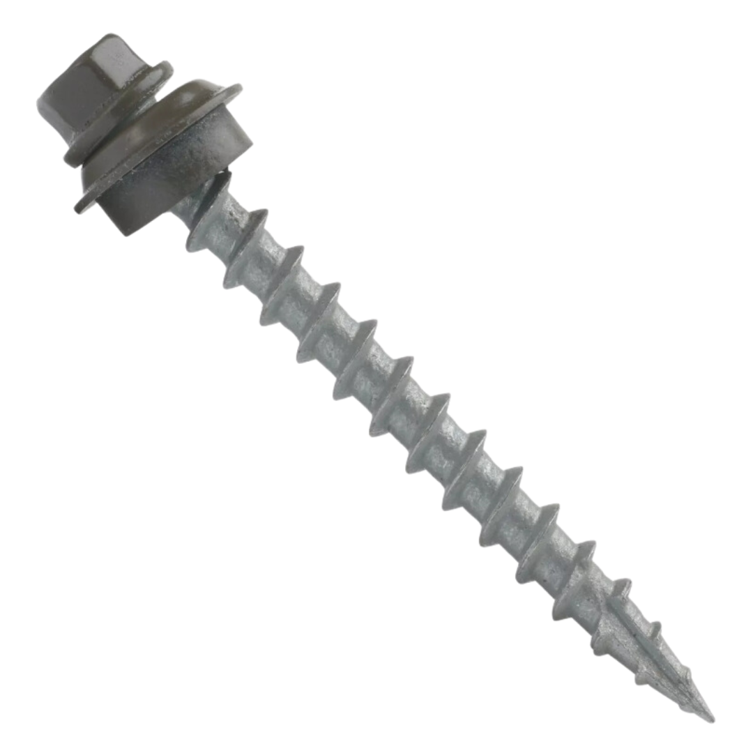 Roofing Screws, TuffGrip™, Type 17 Point, Galvanized Steel, Bronze, #12