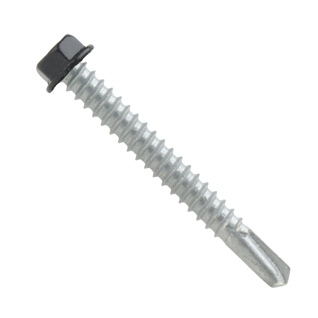 Roofing Screws, MetalGrip™, T3, Self Driller, Galvanized Steel, No Washer, Black, #12