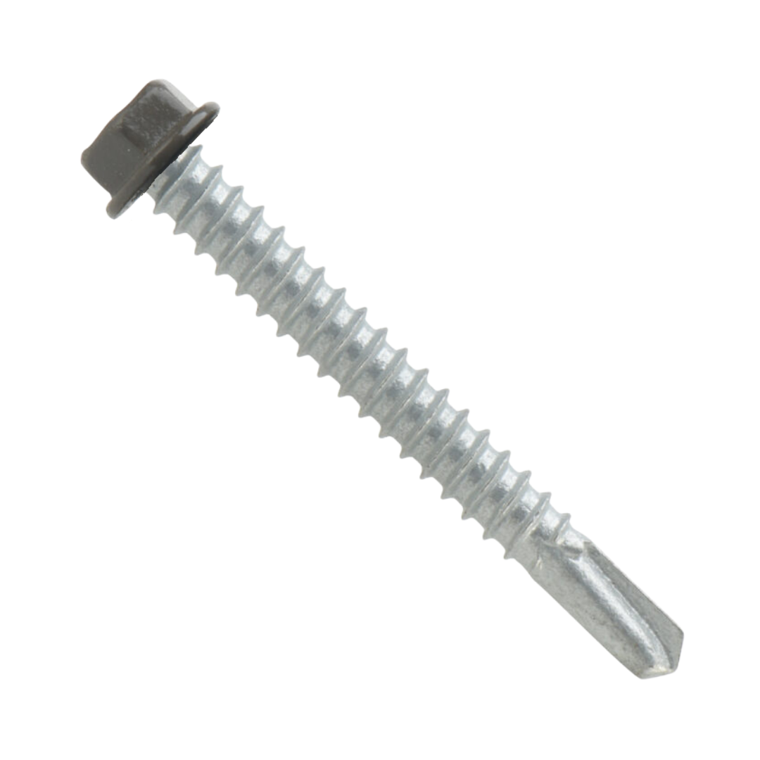Roofing Screws, MetalGrip™, T3, Self Driller, Galvanized Steel, No Washer, Bronze, #12