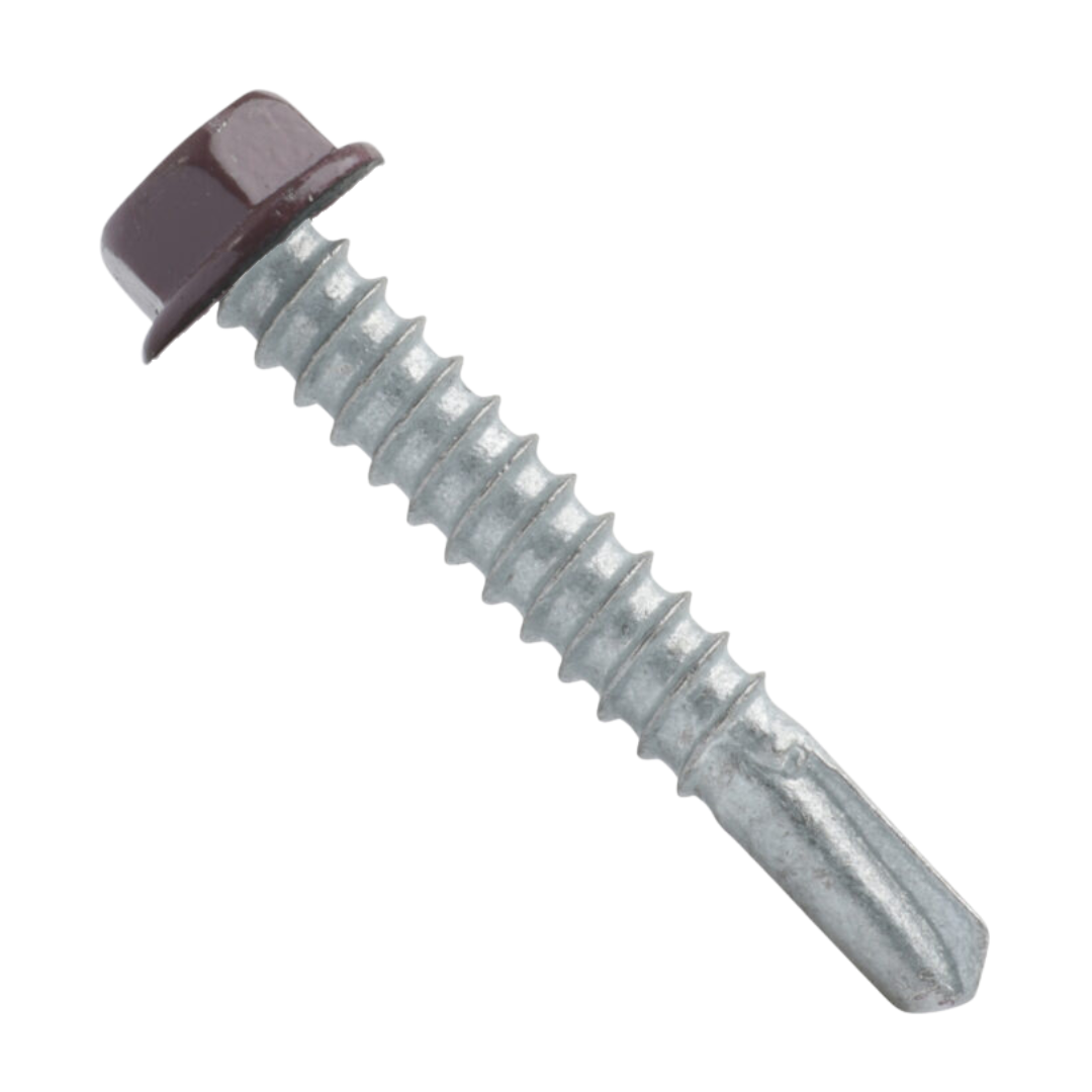 Roofing Screws, MetalGrip™, T3, Self Driller, Galvanized Steel, No Washer, Burgundy, #12