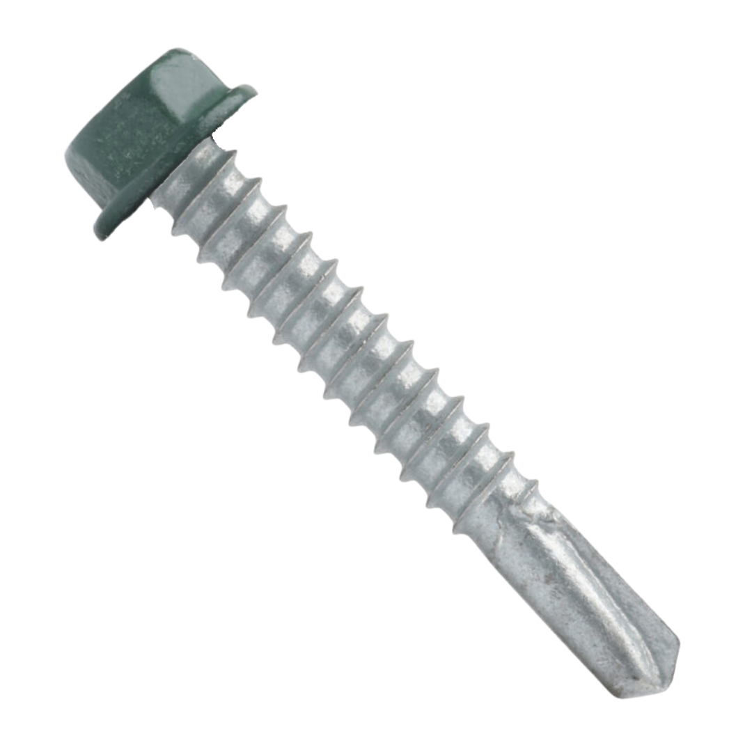 Roofing Screws, MetalGrip™, T3, Self Driller, Galvanized Steel, No Washer, Green, #12