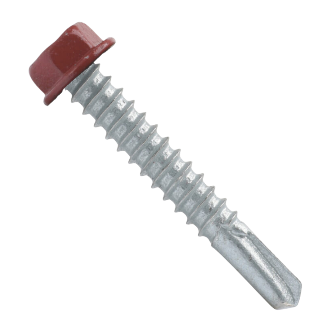 Roofing Screws, MetalGrip™, T3, Self Driller, Galvanized Steel, No Washer, Red, #12