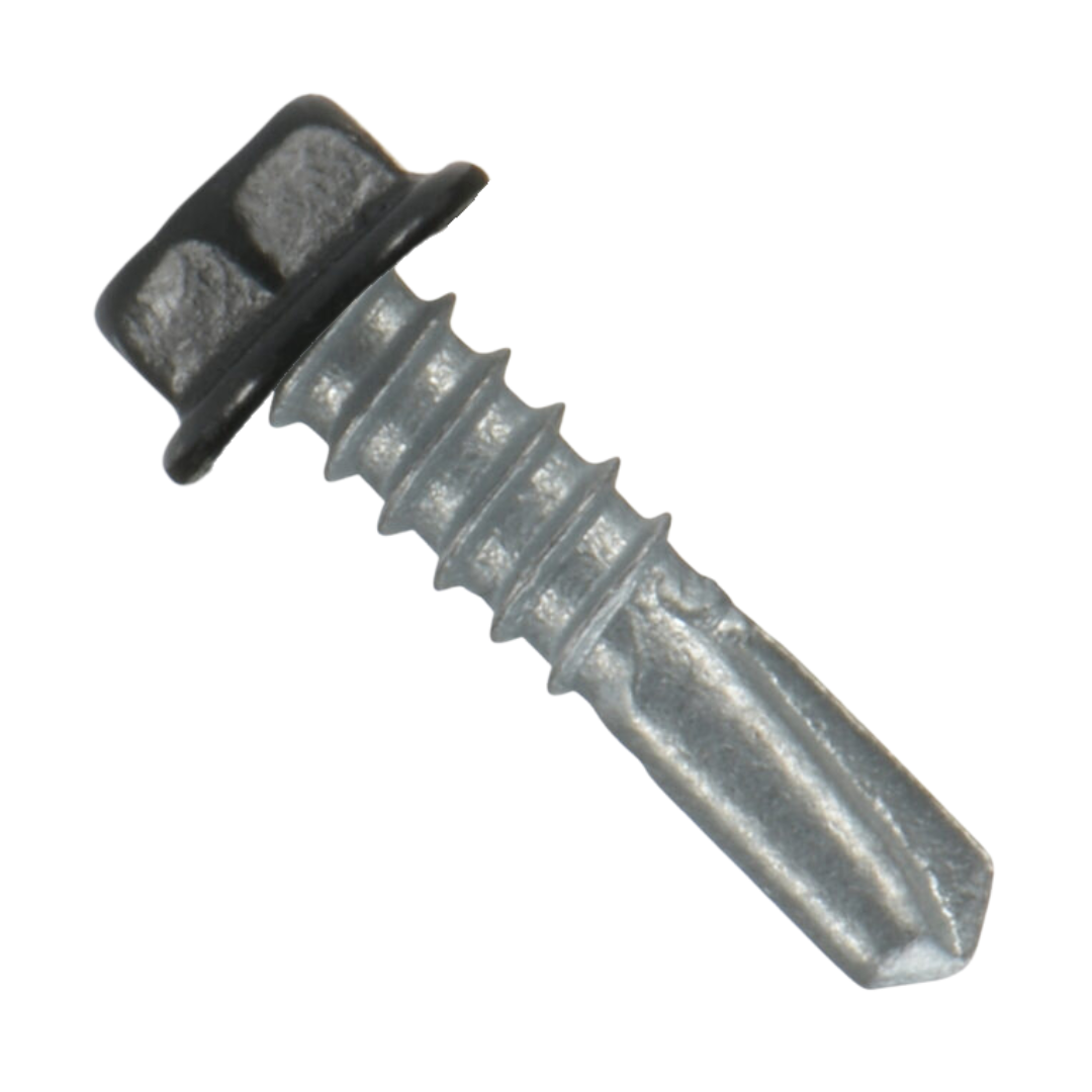 Roofing Screws, MetalGrip™ Stitch, T4 Self Drill, Galvanized, No Washer, Black, #12-24 x 7/8"