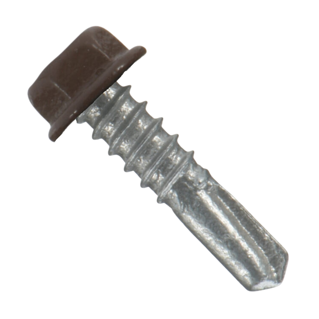 Roofing Screws, MetalGrip™ Stitch, T4, Self Driller, Galvanized, No Washer, Brown, #12 x 7/8"