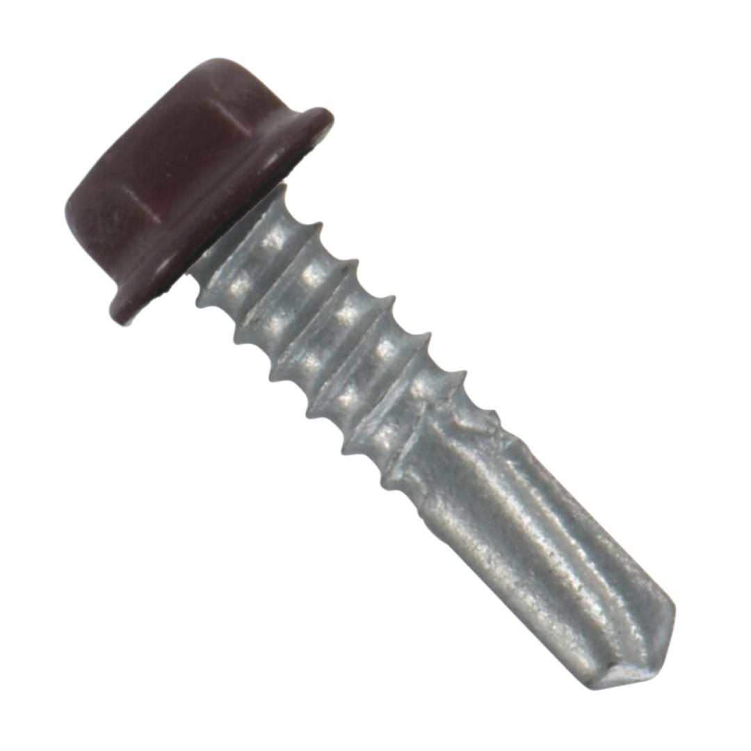 Roofing Screws, MetalGrip™ Stitch, T4 Self Drill, Galvanized, No Washer, Burgundy, #12 x 7/8"