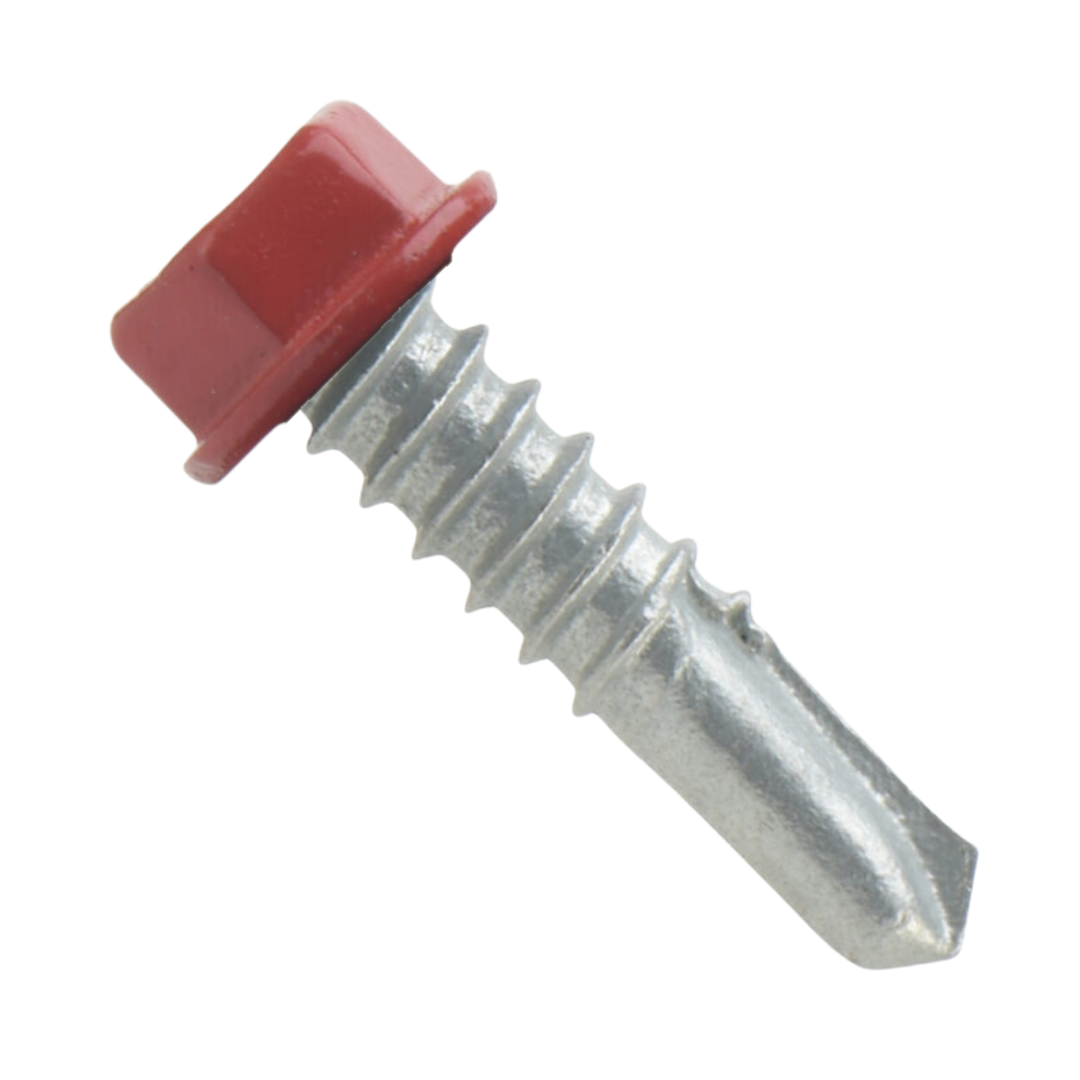 Roofing Screws, MetalGrip™ Stitch, T4 Self Drill, Galvanized, Crimson Red, #12 x 7/8"