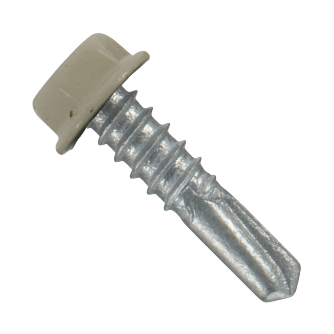 Roofing Screws, MetalGrip™ Stitch, T4, Self Drill, Galvanized, No Washer, Ivory, #12-24 x 7/8"