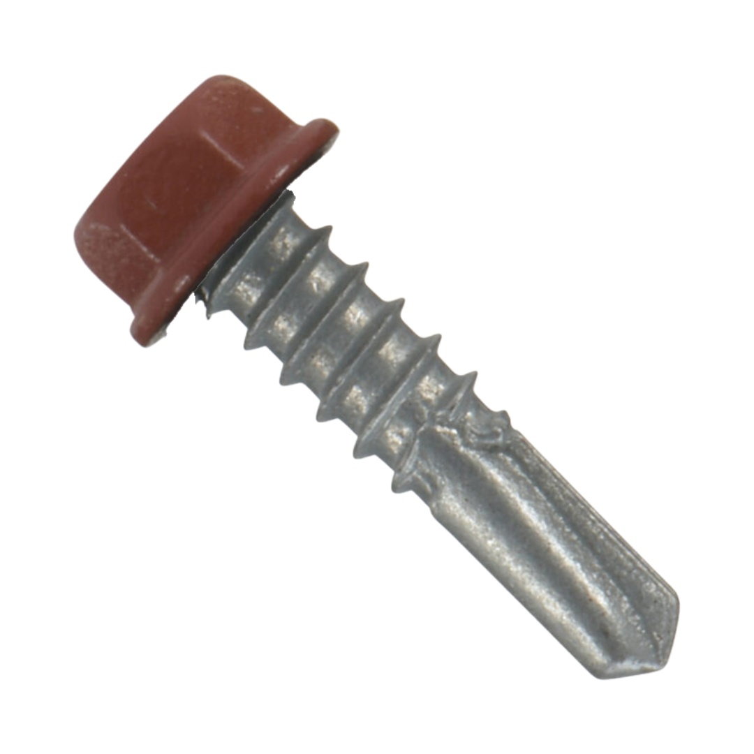 Roofing Screws, MetalGrip™ Stitch, T4, Self Driller, Galvanized, No Washer, Red, #12-24 x 7/8"