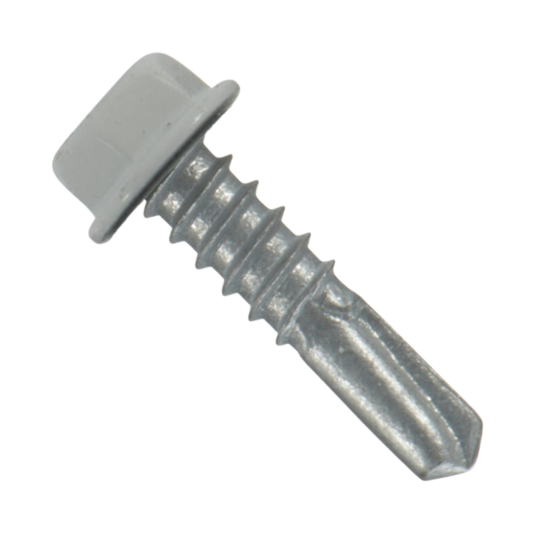 Roofing Screws, MetalGrip™ Stitch, T4, Self Driller, Galvanized Steel, No Washer, White, #12-2