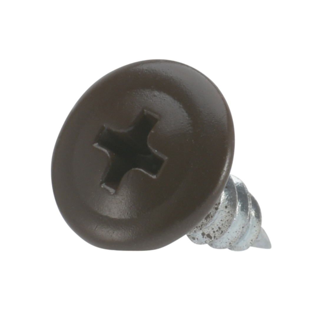 Roofing Screws, Phillips Wafer Head, Sharp Point, Zinc Plated Steel, Brown, #8 Roofing Screws, Phillips Wafer Head, Sharp Point, Zinc Plated Steel, Brown, #8