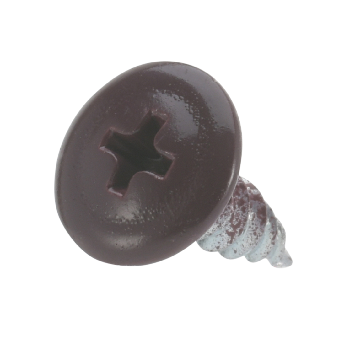 Roofing Screws, Phillips Wafer Head, Sharp Point, Zinc Plated Steel, Burgundy, #8 Roofing Screws, Phillips Wafer Head, Sharp Point, Zinc Plated Steel, Burgundy, #8