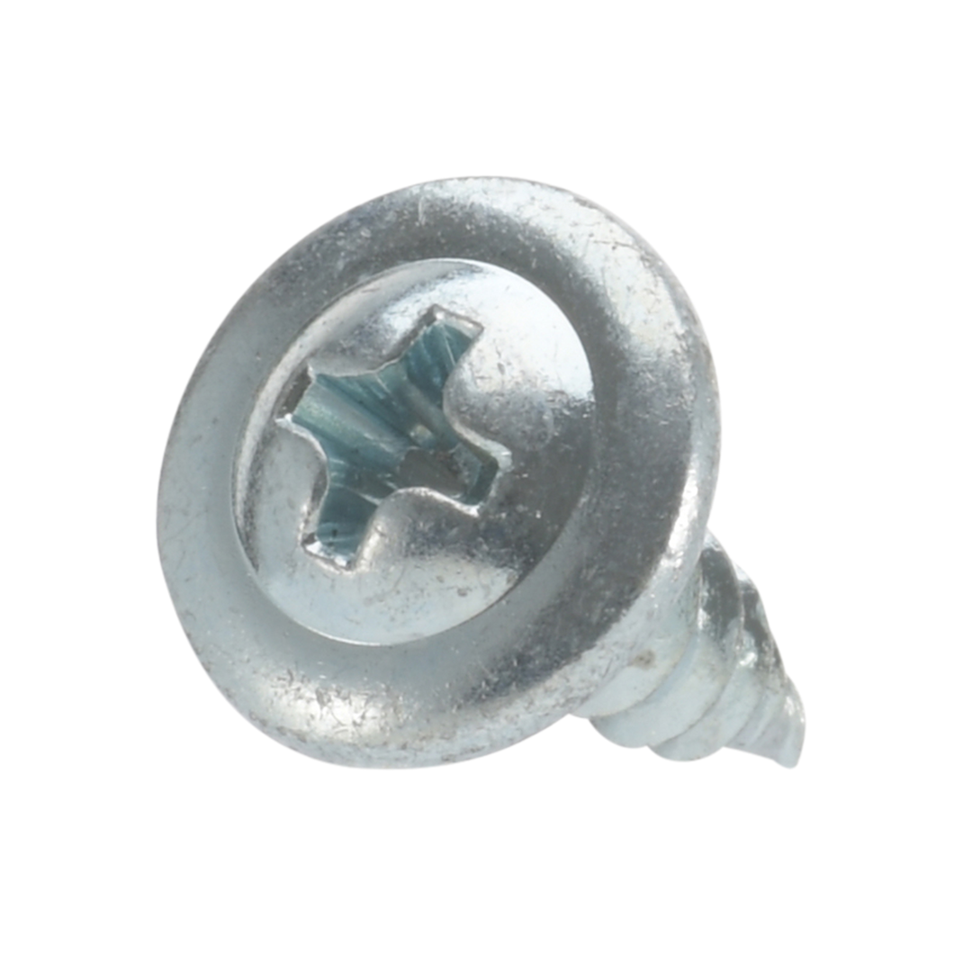 Roofing Screws, Phillips Wafer Head, Sharp Point, Zinc Plated Steel, Unpainted, #8