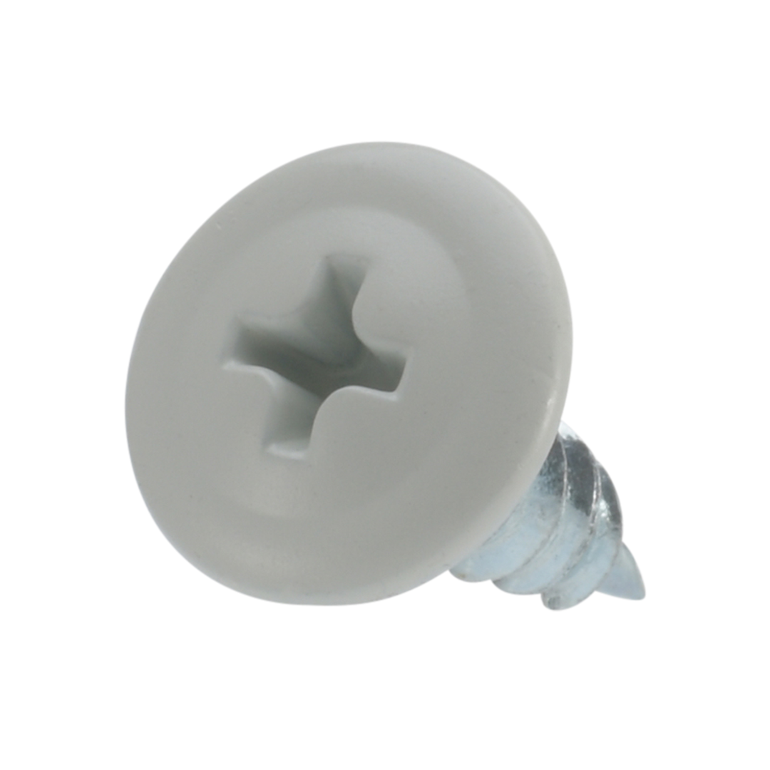 Roofing Screws, Phillips Wafer Head, Sharp Point, Zinc Plated Steel, White, #8