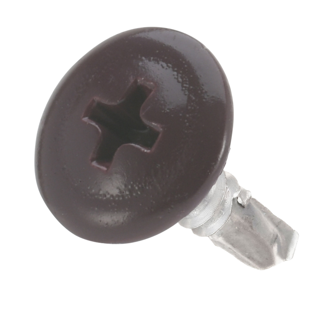 #8 Zinc Plated Phillips Wafer Head Self Drilling Screw - Burgundy