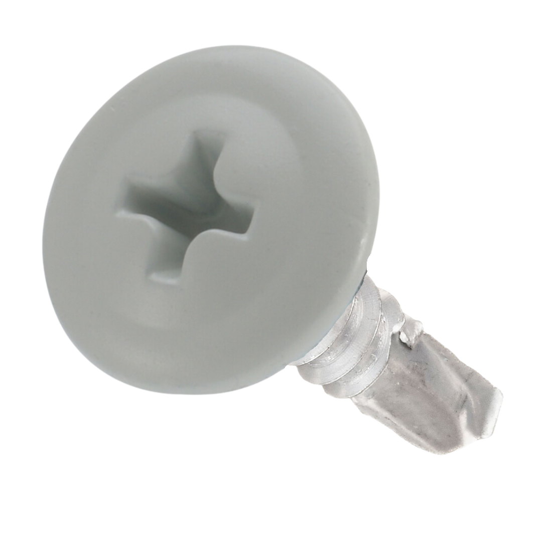 #8 Zinc Plated Phillips Wafer Head Self Drilling Screw - White