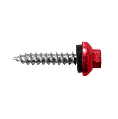 Roofing Screws, Pro-Z™ Stitch, Sharp Point, Zinc Plated Steel, Crimson Red, #12