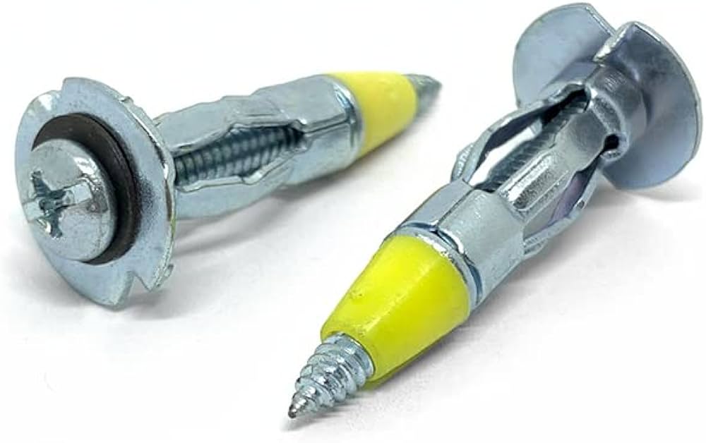 Hollow Wall Anchors, Slotted Phillips Pan Head, Drive Point, Zinc Plated Steel, 1/8"