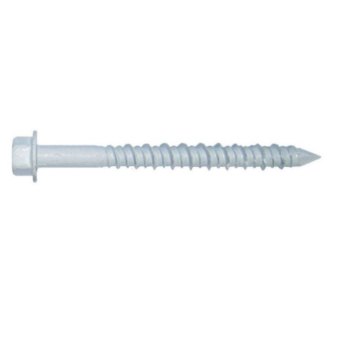 Concrete Screws, White Ruspert Coated, Slotted Hex Washer Head, 3/16" Concrete Screws, White Ruspert Coated, Slotted Hex Washer Head, 3/16"