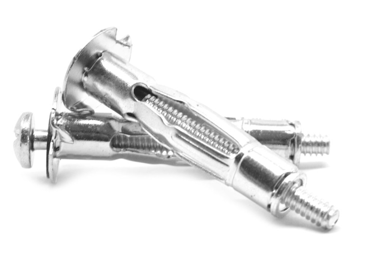 Hollow Wall Anchors, Slotted Phillips Pan Head, Zinc Plated Steel, 1/8"